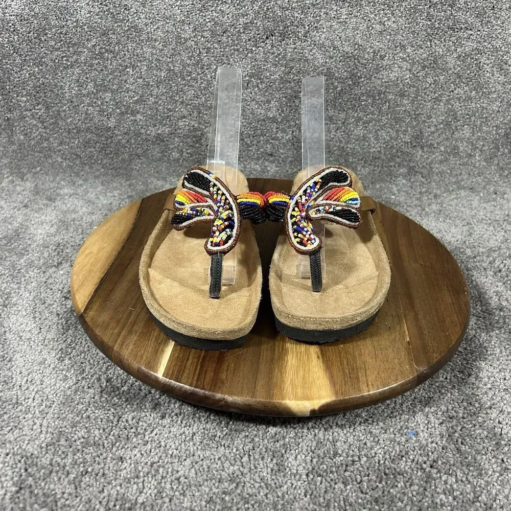 Sol John BirkenStock Women's Size 39 Bohemian Beaded Comfort Slide Sandals Used